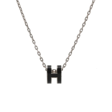 エルメス ポップH ミニ ブラック/シルバー金具 エナメル ユニセックス ジュエリー 【中古】【jewelry】