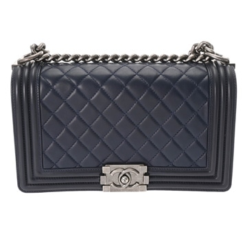 シャネル ボーイシャネル チェーンショルダー 25cm  ブルー A67086 ラムスキン レディース バッグ 【中古】【bag】