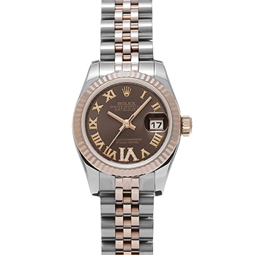 ロレックス デイトジャスト 179171 チョコレートブラウン/ダイヤモンド レディース 時計 【中古】【wristwatch】
