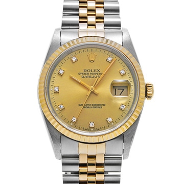 ロレックス デイトジャスト 16233G シャンパン/ダイヤモンド メンズ 時計 【中古】【wristwatch】