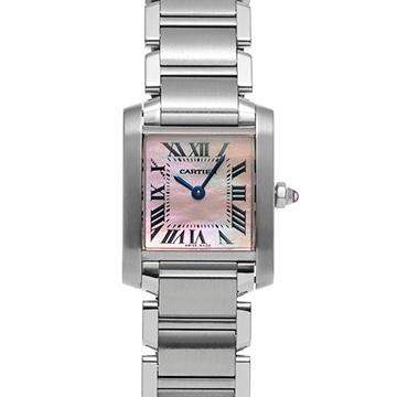カルティエ タンク フランセーズ SM W51028Q3 ピンクシェル レディース 時計 【中古】【wristwatch】