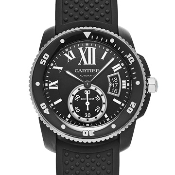 カルティエ カリブル ドゥ カルティエ ダイバー カーボン WSCA0006 ブラック メンズ 時計 【中古】【wristwatch】
