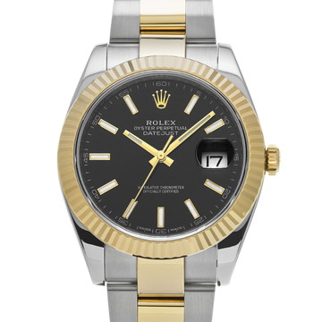 ロレックス デイトジャスト 41 126333 ブライトブラック メンズ 時計 【中古】【wristwatch】