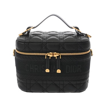 ディオール カナージュ DIORTRAVEL ヴァニティ スモール ブラック S5488UNTR_900 ラムスキン レディース バッグ 【中古】【bag】