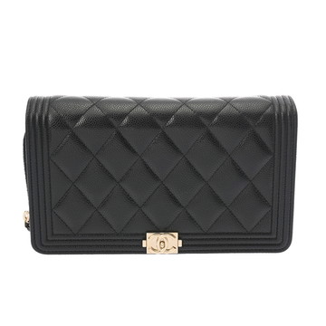 シャネル ボーイシャネル チェーンウォレット ブラック AP2439 キャビアスキン レディース バッグ 【中古】【bag】