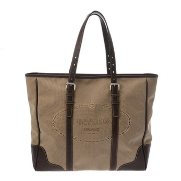 プラダ ベージュ/ブラウン VA0641 キャンバス/レザー ユニセックス バッグ 【中古】【bag】