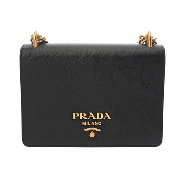 プラダ チェーンショルダー ブラック 1BD133 サフィアーノレザー レディース バッグ 【中古】【bag】