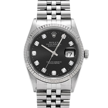 ロレックス デイトジャスト 16234G ブラック/ダイヤモンド メンズ 時計 【中古】【wristwatch】