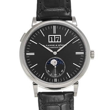 ランゲ&ゾーネ サクソニア ムーンフェイズ 384.029 ブラック メンズ 時計 【中古】【wristwatch】