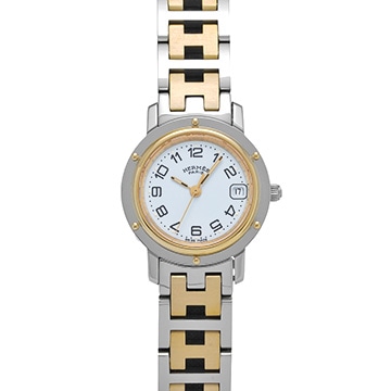 エルメス クリッパー CL4.220 ホワイト レディース 時計 【中古】【wristwatch】