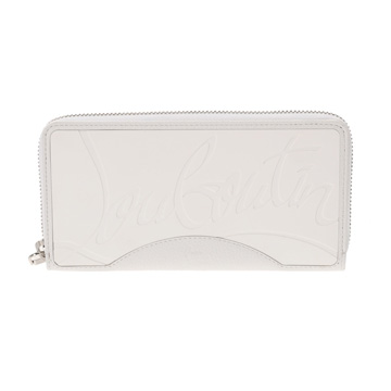 クリスチャンルブタン ラウンドファスナー長財布 ホワイト カーフ レディース 財布 【中古】【purse】
