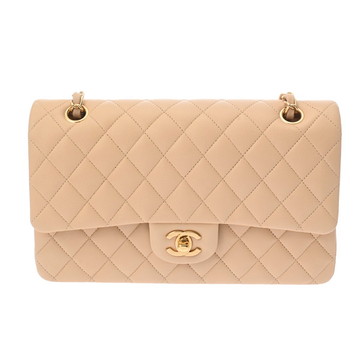 シャネル マトラッセ Wフラップ Wチェーン ショルダー 25 ベージュ A01112 ラムスキン レディース バッグ 【中古】【bag】