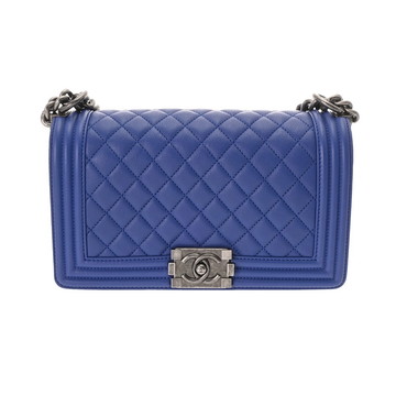 シャネル ボーイシャネル チェーンショルダー 25cm  ブルー A67086 ラムスキン レディース バッグ 【中古】【bag】