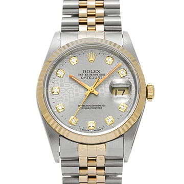 ロレックス デイトジャスト 16233G グレーコンピュータ/ダイヤモンド メンズ 時計 【中古】【wristwatch】