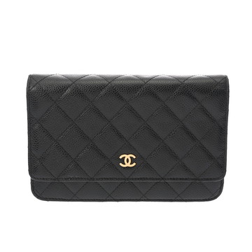 シャネル マトラッセ チェーンウォレット ブラック A33814 キャビアスキン レディース バッグ 【中古】【bag】