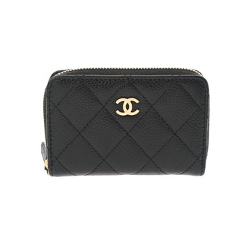 シャネル マトラッセ クラシック ジップ コインパース ブラック AP0216 グレインドカーフレザー レディース 財布 【中古】【purse】