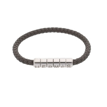エルメス ゴリアテ  グレー/シルバー金具 レザー ユニセックス ジュエリー 【中古】【jewelry】