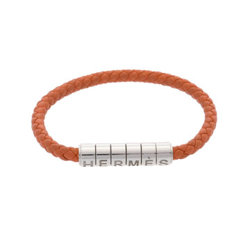 エルメス ゴリアテ  オレンジ/シルバー金具 レザー ユニセックス ジュエリー 【中古】【jewelry】
