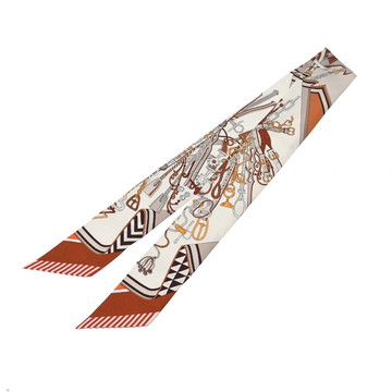 エルメス ツイリー BOUQUETS SELLIER ブラウン系マルチカラー 062842S シルク100％ レディース 【新品】【other】