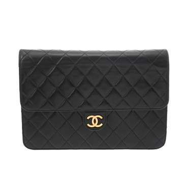 シャネル マトラッセ プッシュロックチェーンショルダー ブラック/ゴールド金具 ラムスキン レディース バッグ 【中古】【bag】