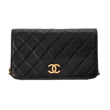 シャネル マトラッセ プッシュロック チェーンショルダー ブラック ラムスキン レディース バッグ 【中古】【bag】