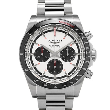 ロンジン コンクエスト クロノグラフ L3.835.4.72.6 ホワイト/ブラック メンズ 時計 【中古】【wristwatch】