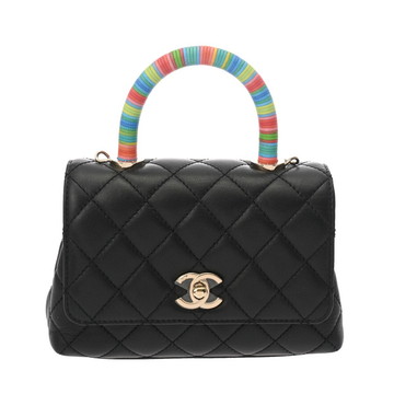 シャネル ココハンドル XXS ブラック/マルチカラー AS2215 ラムスキン レディース バッグ 【中古】【bag】
