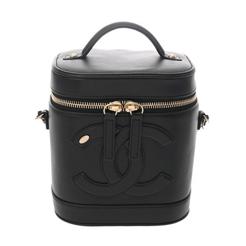 シャネル バニティ チェーンショルダー 2WAY ブラック AS0323 カーフスキン レディース バッグ 【中古】【bag】