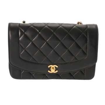 シャネル チェーンショルダー 25cm ダイアナ ブラック A01165 ラムスキン レディース バッグ 【中古】【bag】