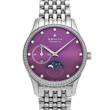 ゼニス エリート ウルトラシン 16.2310.692/92.M2310 パープル/ダイヤモンド レディース 時計 【中古】【wristwatch】