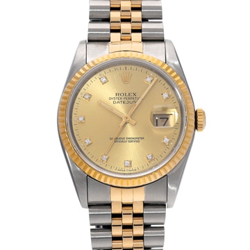 ロレックス デイトジャスト 16233G シャンパン/ダイヤモンド メンズ 時計 【中古】【wristwatch】