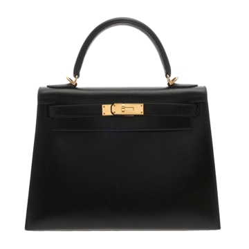 エルメス ケリー 28 外縫い 2WAY ブラック ボックスカーフ レディース バッグ 【中古】【bag】