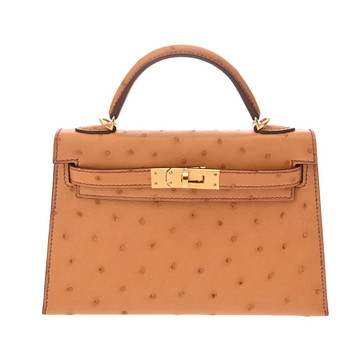 エルメス ミニケリー 2 2WAY サフラン オーストリッチ レディース バッグ 【未使用】【bag】