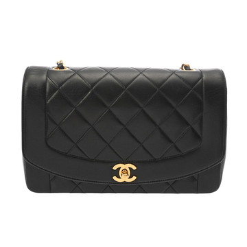 シャネル チェーンショルダー 25cm ダイアナ ブラック A01165 ラムスキン レディース バッグ 【中古】【bag】