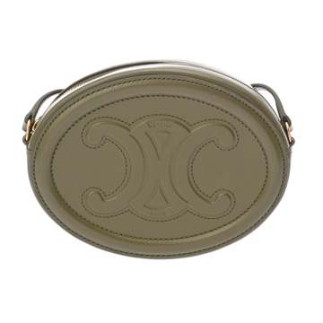セリーヌ キュイルトリオンフ オーバルパース カーキ 10l703DPQ カーフ レディース バッグ 【中古】【bag】