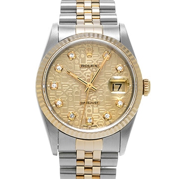 ロレックス デイトジャスト 16233G シャンパンコンピュータ/ダイヤモンド メンズ 時計 【中古】【wristwatch】