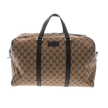 グッチ ボストンバッグ エボニー/ブラウン 449167 493075 GGキャンバス/レザー レディース バッグ 【中古】【bag】