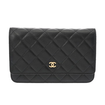 シャネル マトラッセ チェーンウォレット ブラック A33814 キャビアスキン レディース バッグ 【中古】【bag】