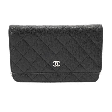 シャネル マトラッセ チェーンウォレット ブラック A33814 キャビアスキン レディース バッグ 【中古】【bag】