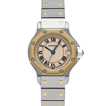 カルティエ サントス オクタゴン SM W2001683 アイボリー レディース 時計 【中古】【wristwatch】