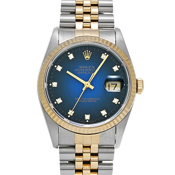 ロレックス デイトジャスト 16233G ブルー・グラデーション/ダイヤモンド メンズ 時計 【中古】【wristwatch】