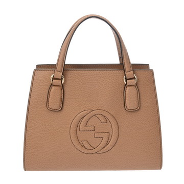 グッチ インターロッキングG ハンドバッグ 2WAY ベージュ 607722 レザー レディース バッグ 【中古】【bag】