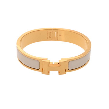エルメス クリックH ホワイト/ゴールド金具 エナメル ユニセックス ジュエリー 【中古】【jewelry】