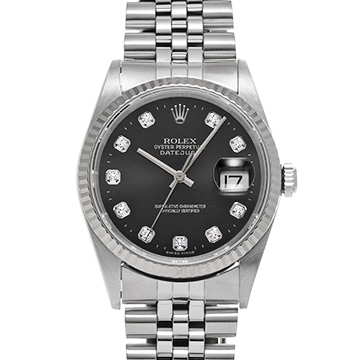 ロレックス デイトジャスト 16234G ブラック/ダイヤモンド メンズ 時計 【中古】【wristwatch】