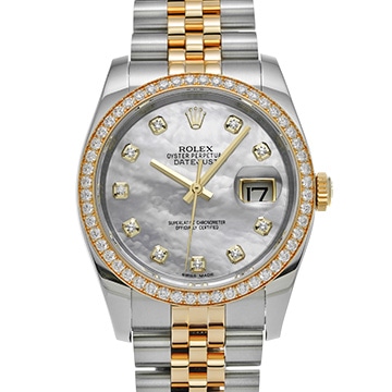 ロレックス デイトジャスト 116243NG ブラックシェル/ダイヤモンド メンズ 時計 【中古】【wristwatch】