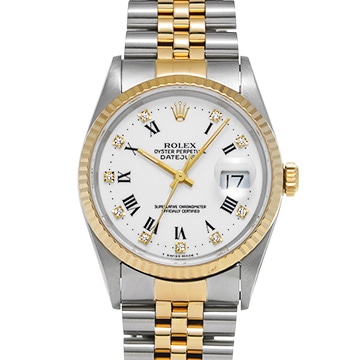 ロレックス デイトジャスト 16233G ホワイト/ダイヤモンド メンズ 時計 【中古】【wristwatch】