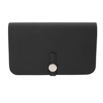エルメス ドゴン GM ブラック/シルバー金具 トゴ ユニセックス 財布 【中古】【purse】