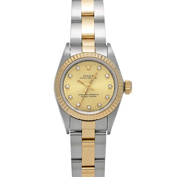 ロレックス オイスターパーペチュアル 67193G シャンパン/ダイヤモンド レディース 時計 【中古】【wristwatch】