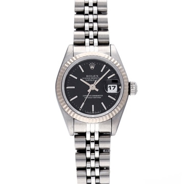 ロレックス デイトジャスト 69174 ブラック レディース 時計 【中古】【wristwatch】