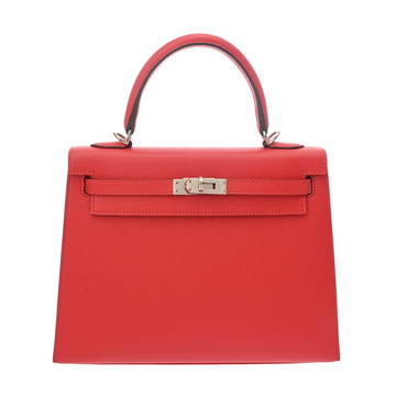 エルメス ケリー 25 外縫い ルージュカザック ヴォーエプソン レディース バッグ 【中古】【bag】